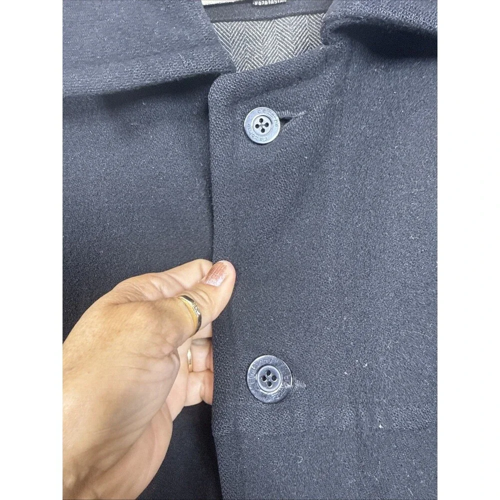 (W1)Liz Claiborne Men’s Wool Hidden Zipper Button Front Coat Size L Pockets - Picture 6 of 15